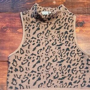 Bozzolo Taupe and Black Leopard Knit Top